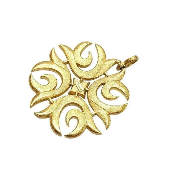 Crown Trifari White Enamel Modernist Abstract Pendant Necklace Chain Needed - Picture 4 of 4